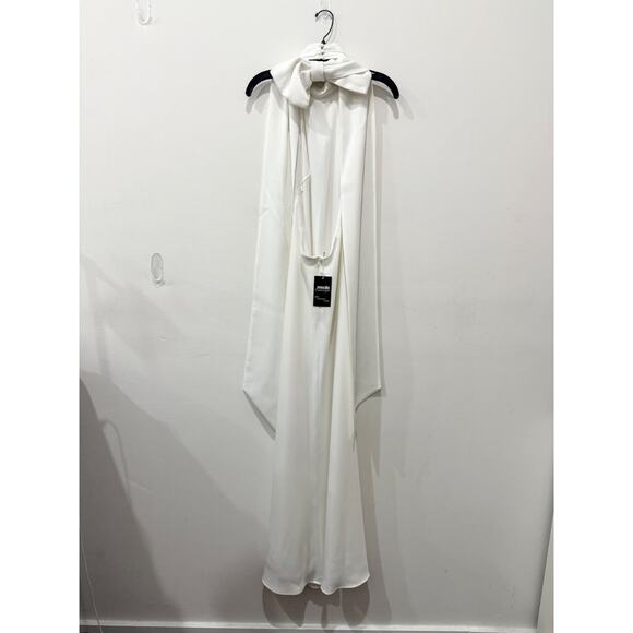 Misha x REVOLVE Evianna Satin Sleeveless Halter Neck Maxi Gown White Women's L - Picture 5 of 7